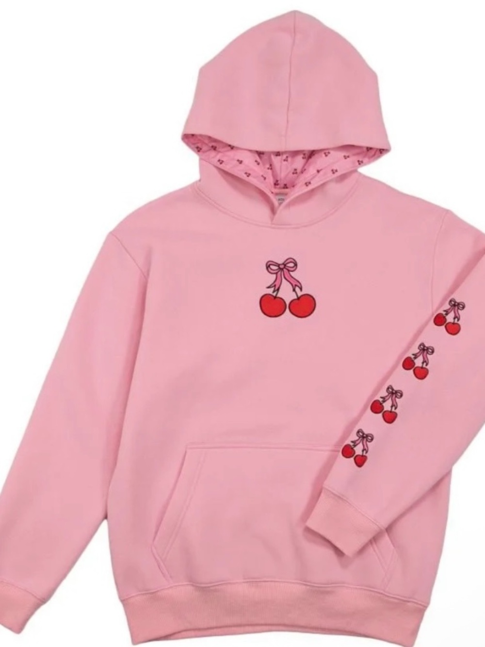 NWT SIMPLY SOUTHERN EMBROIDERED CHERRY PINK HOODIE SIZE LARGE